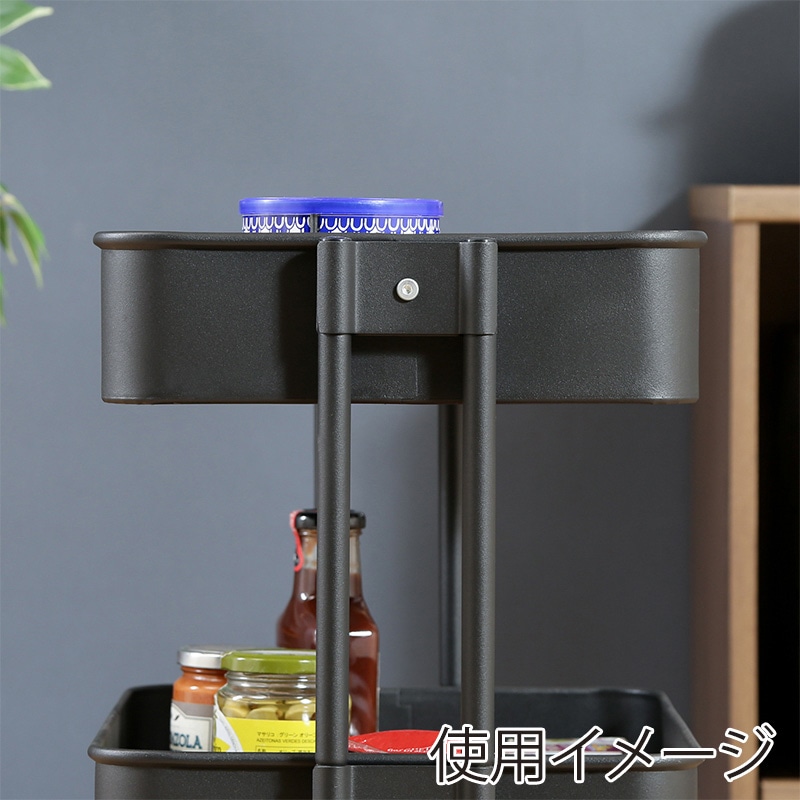 不二貿易 キッチンワゴンバスケット 3段 ブラック 1台(ご注文単位1台)【直送品】