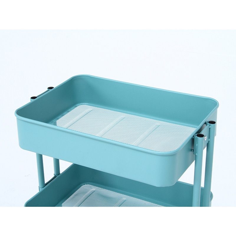 不二貿易 キッチンワゴンバスケット 3段 ターコイズブルー 1台(ご注文単位1台)【直送品】