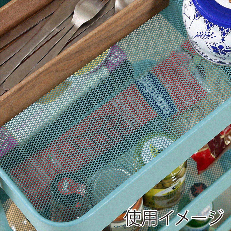 不二貿易 キッチンワゴンバスケット 3段 ターコイズブルー 1台(ご注文単位1台)【直送品】