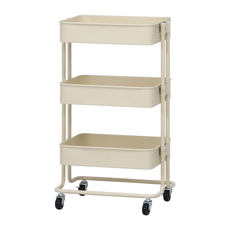 不二貿易 キッチンワゴンバスケット 3段 アイボリー 1台（ご注文単位1台）【直送品】