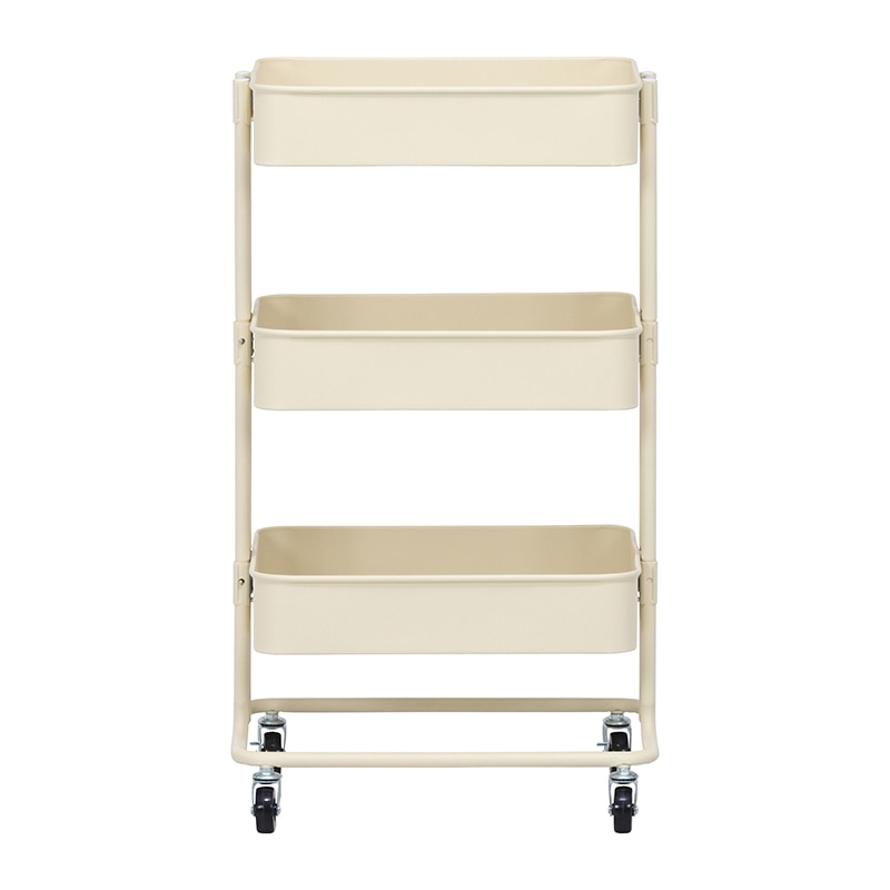 不二貿易 キッチンワゴンバスケット 3段 アイボリー 1台(ご注文単位1台)【直送品】