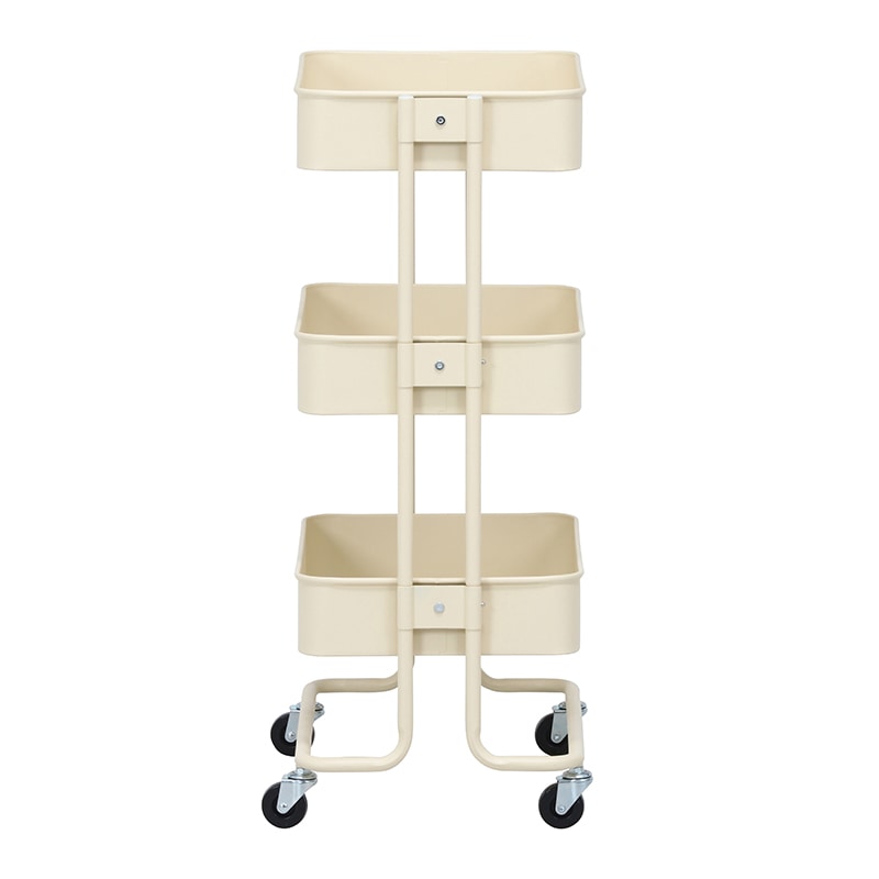 不二貿易 キッチンワゴンバスケット 3段 アイボリー 1台(ご注文単位1台)【直送品】