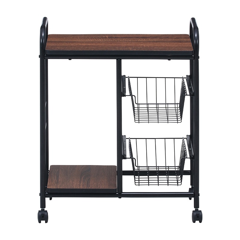 不二貿易 キッチンワゴン ブラック/ブラウン FBC-02-1 1台(ご注文単位1台)【直送品】