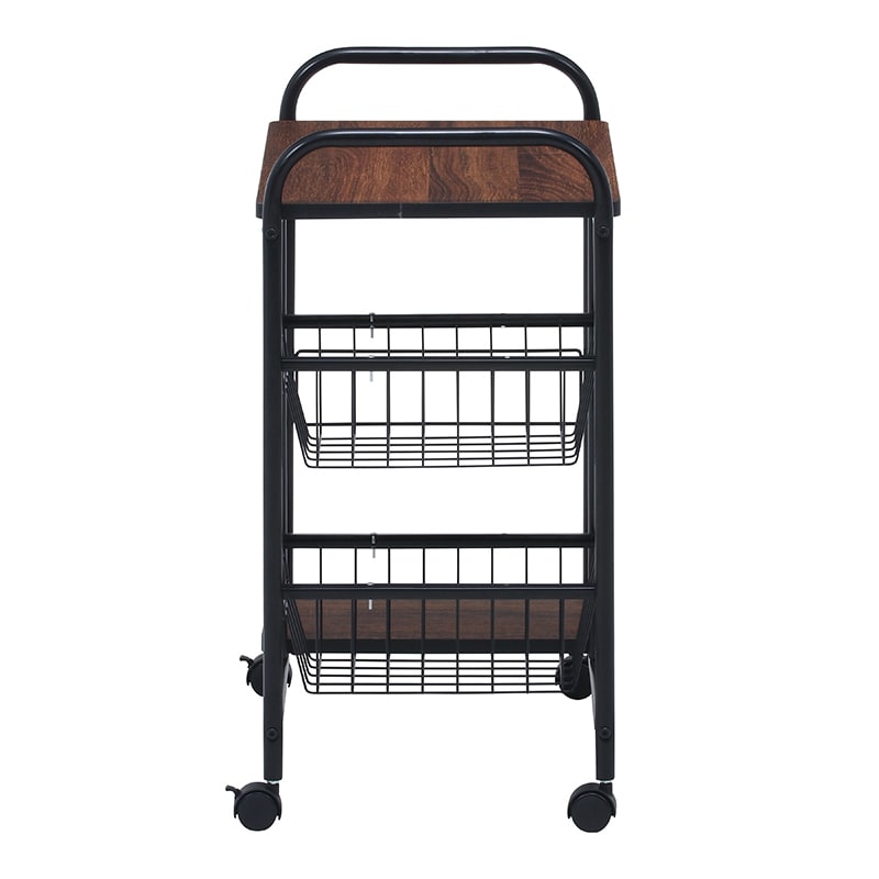 不二貿易 キッチンワゴン ブラック/ブラウン FBC-02-1 1台(ご注文単位1台)【直送品】