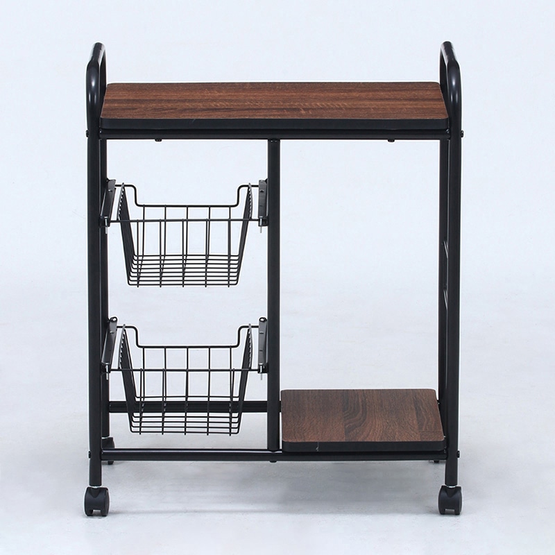 不二貿易 キッチンワゴン ブラック/ブラウン FBC-02-1 1台(ご注文単位1台)【直送品】