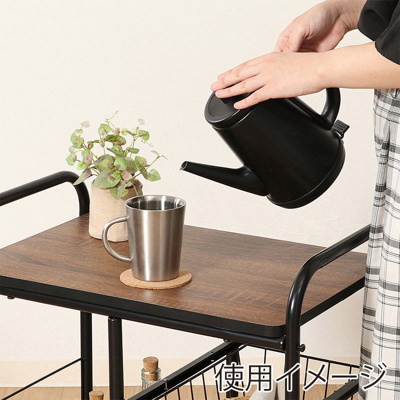 不二貿易 キッチンワゴン ブラック/ブラウン FBC-02-1 1台(ご注文単位1台)【直送品】