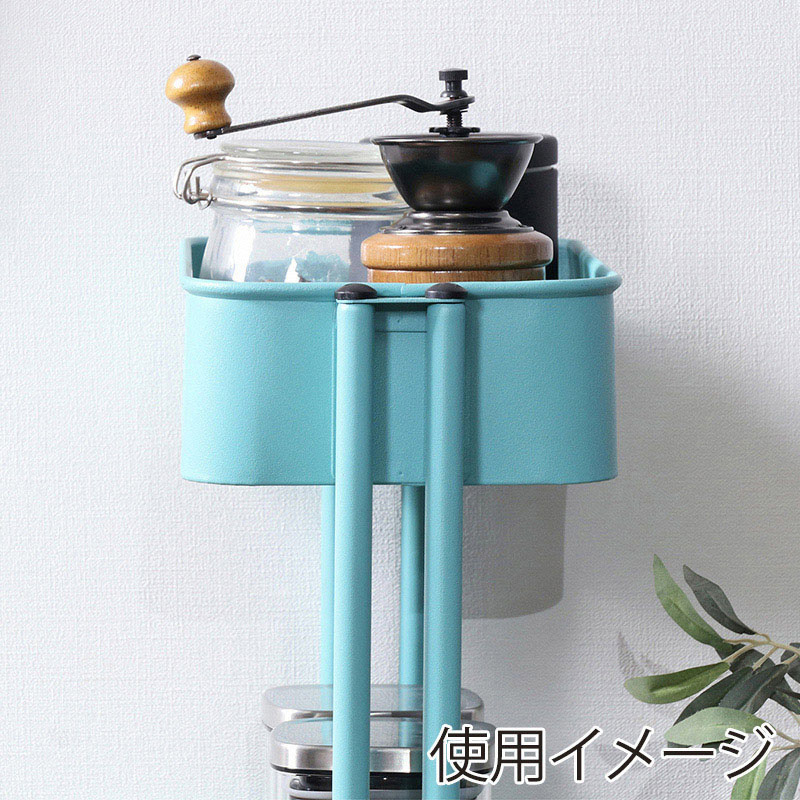 不二貿易 キッチンワゴンバスケット 3段 スリム ターコイズブルー 1台(ご注文単位1台)【直送品】