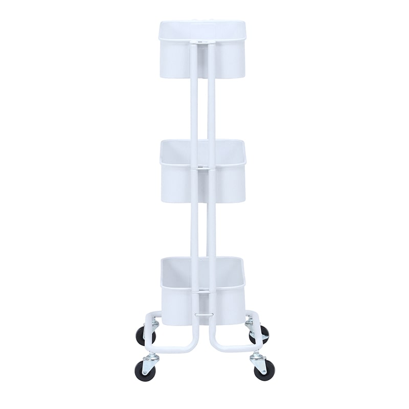 不二貿易 キッチンワゴンバスケット 3段 スリム ホワイト 1台(ご注文単位1台)【直送品】