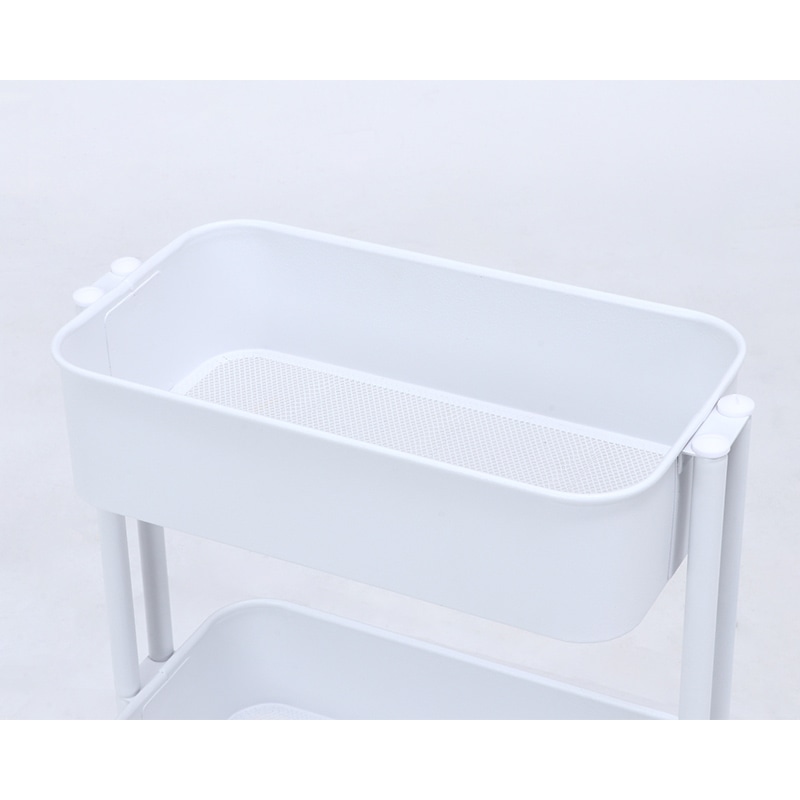 不二貿易 キッチンワゴンバスケット 3段 スリム ホワイト 1台(ご注文単位1台)【直送品】