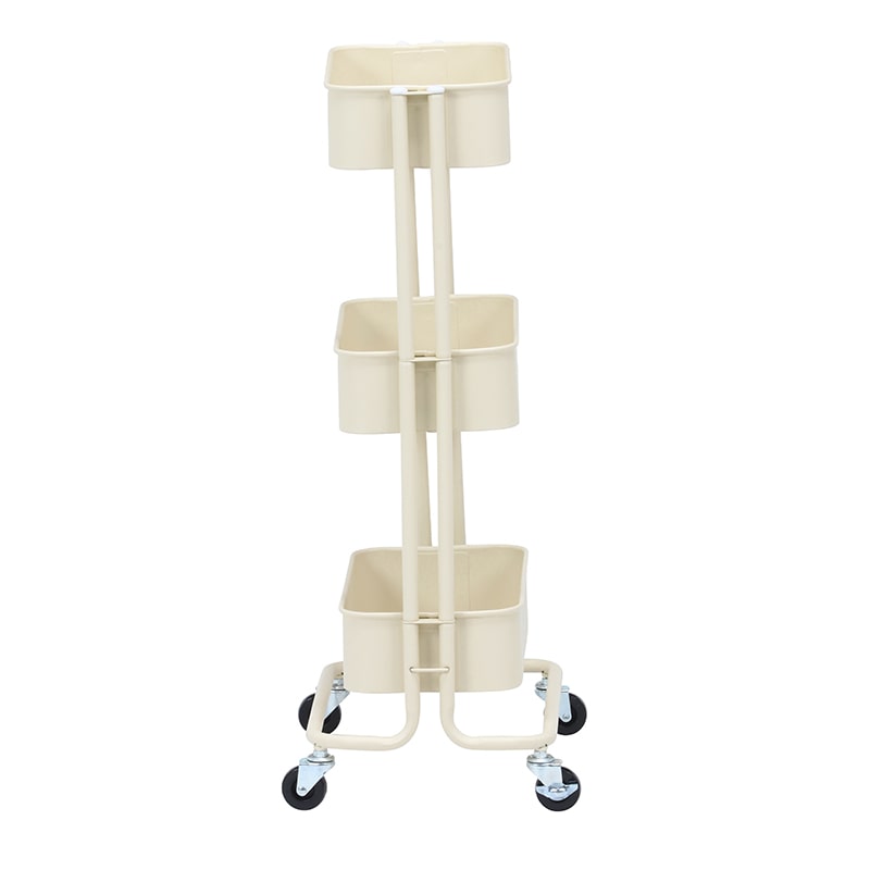 不二貿易 キッチンワゴンバスケット 3段 スリム アイボリー 1台(ご注文単位1台)【直送品】