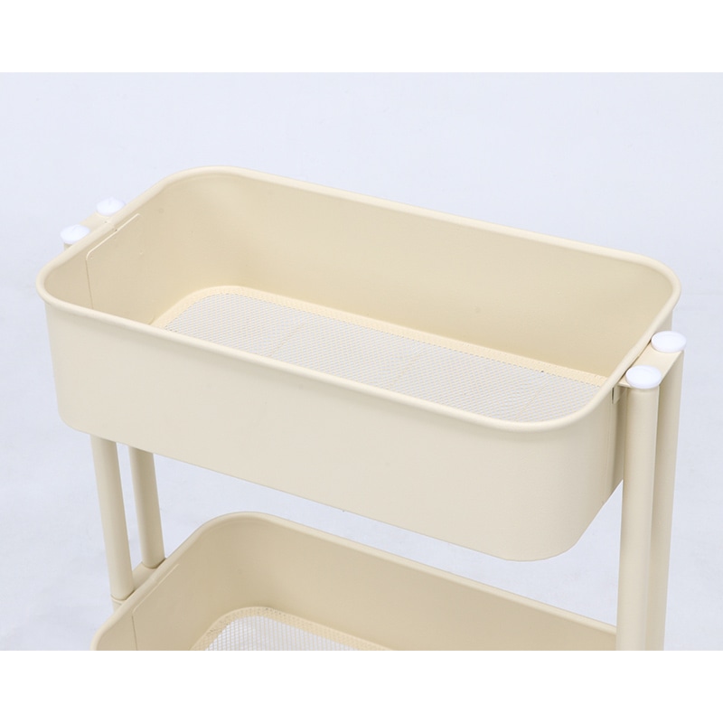 不二貿易 キッチンワゴンバスケット 3段 スリム アイボリー 1台(ご注文単位1台)【直送品】