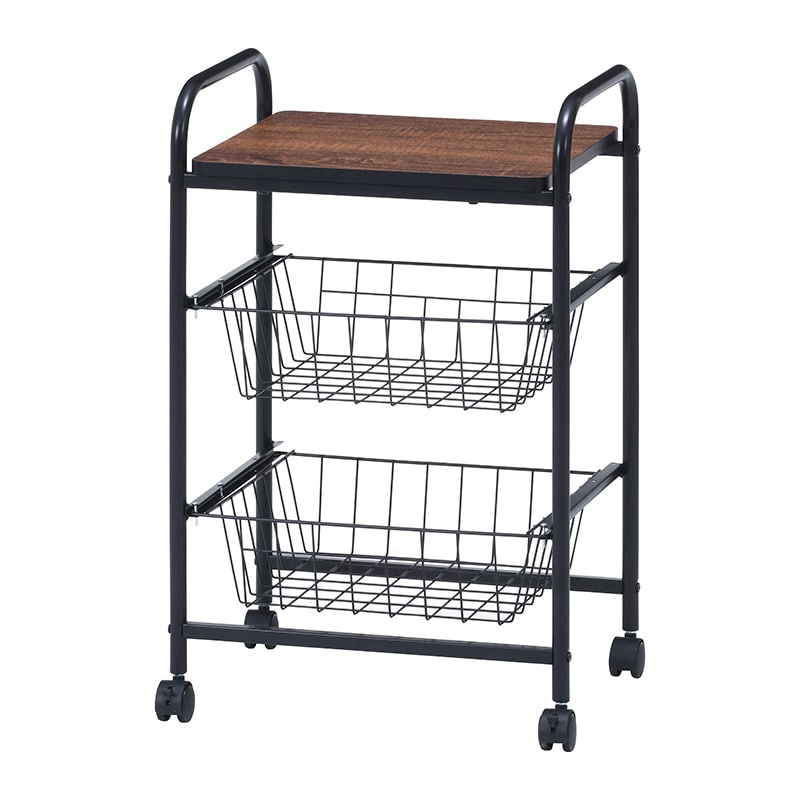 不二貿易 キッチンワゴン ブラック/ブラウン FBC-01-1 1台（ご注文単位1台）【直送品】