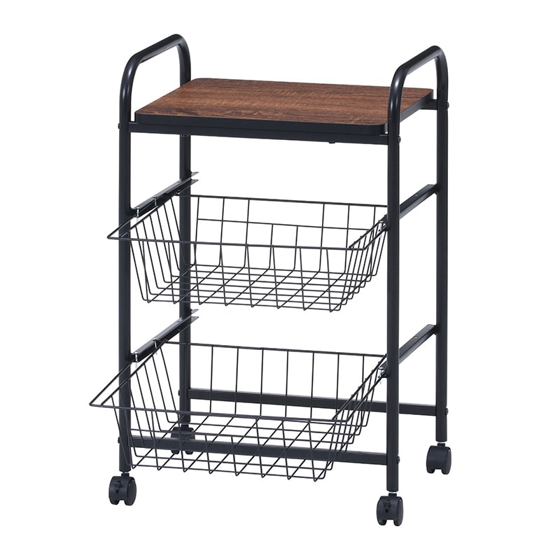 不二貿易 キッチンワゴン ブラック/ブラウン FBC-01-1 1台(ご注文単位1台)【直送品】