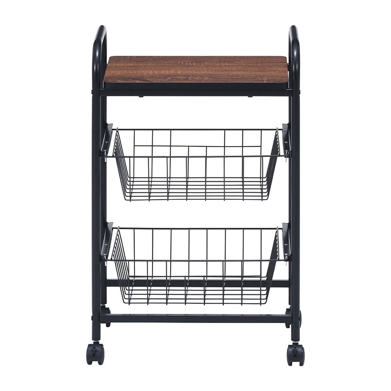 不二貿易 キッチンワゴン ブラック/ブラウン FBC-01-1 1台(ご注文単位1台)【直送品】