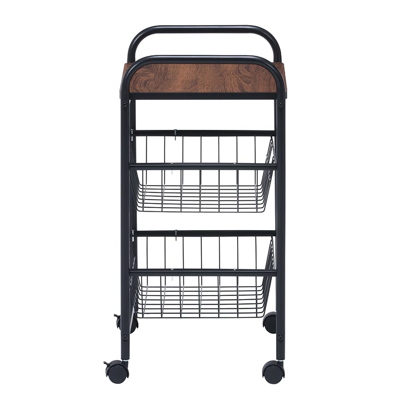 不二貿易 キッチンワゴン ブラック/ブラウン FBC-01-1 1台(ご注文単位1台)【直送品】