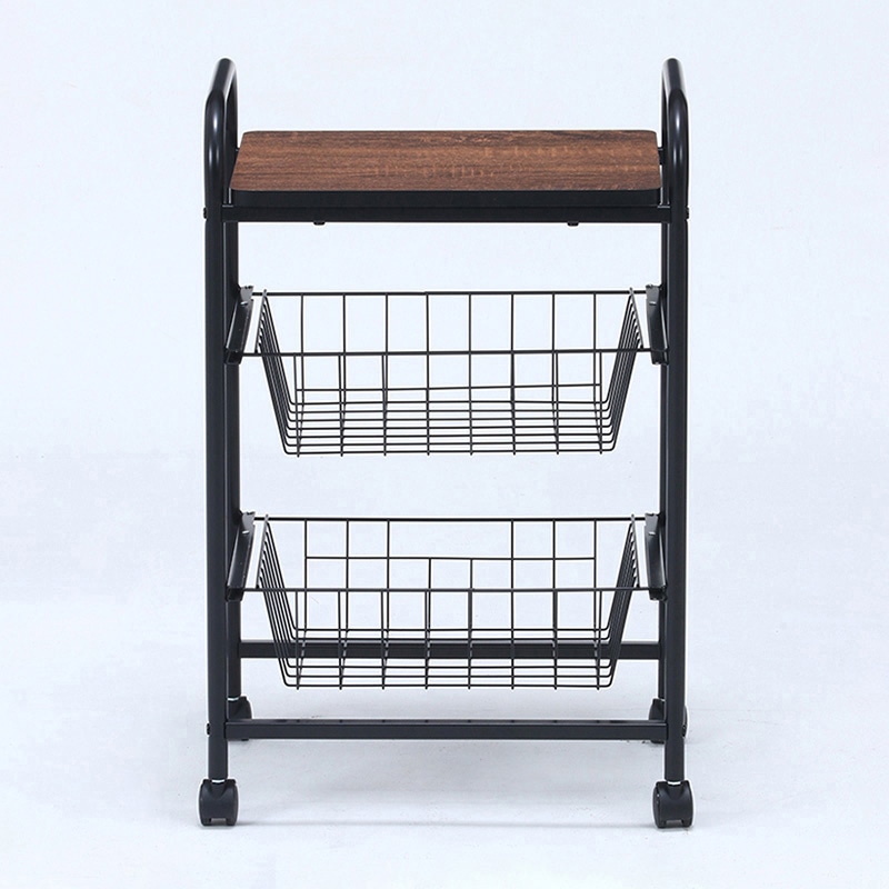 不二貿易 キッチンワゴン ブラック/ブラウン FBC-01-1 1台(ご注文単位1台)【直送品】