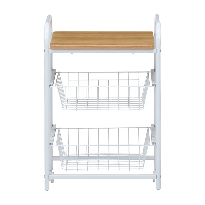 不二貿易 キッチンワゴン ホワイト/ナチュラル FBC-01-1 1台(ご注文単位1台)【直送品】