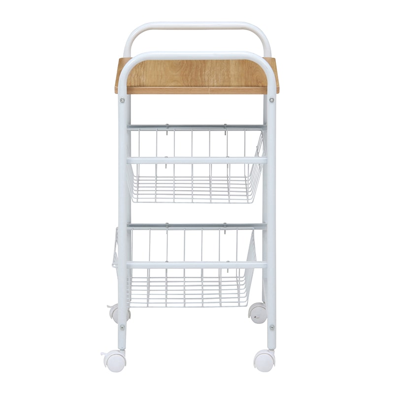 不二貿易 キッチンワゴン ホワイト/ナチュラル FBC-01-1 1台(ご注文単位1台)【直送品】