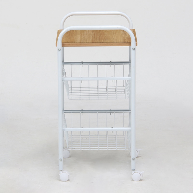 不二貿易 キッチンワゴン ホワイト/ナチュラル FBC-01-1 1台(ご注文単位1台)【直送品】