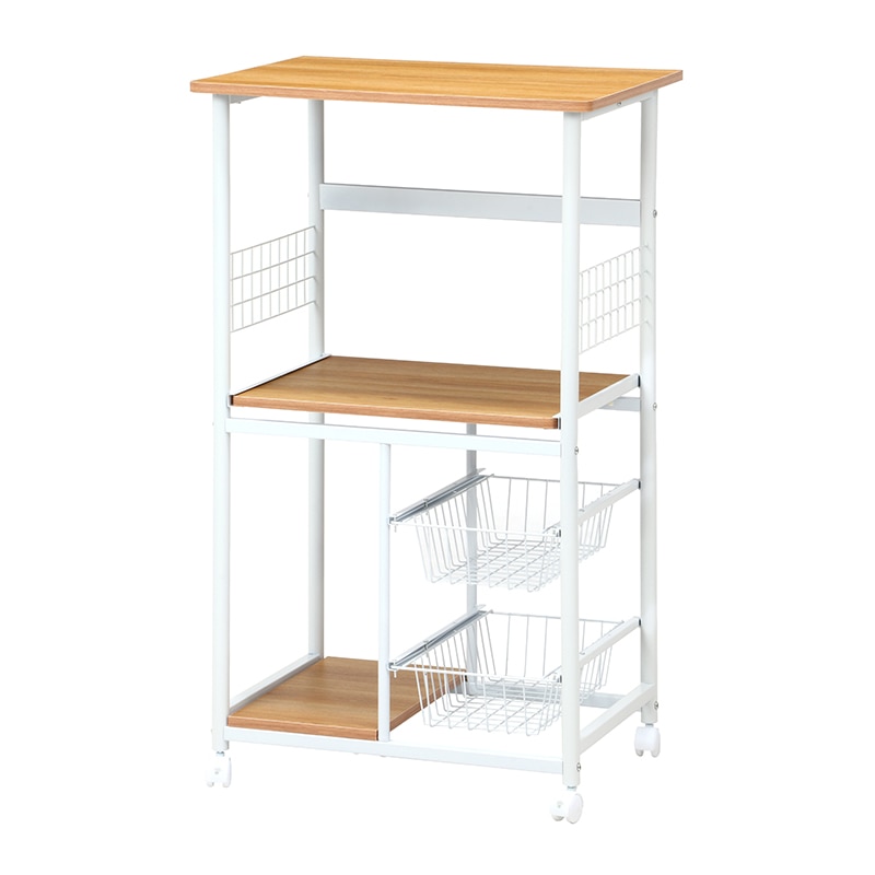 不二貿易 レンジワゴン ホワイト/ナチュラル FBC-9812 1台（ご注文単位1台）【直送品】