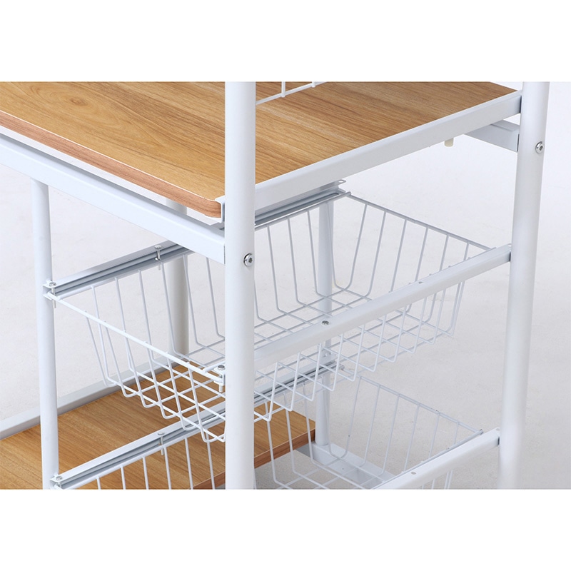 不二貿易 レンジワゴン ホワイト/ナチュラル FBC-9812 1台(ご注文単位1台)【直送品】