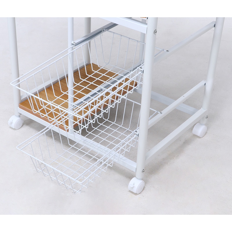 不二貿易 レンジワゴン ホワイト/ナチュラル FBC-9812 1台(ご注文単位1台)【直送品】