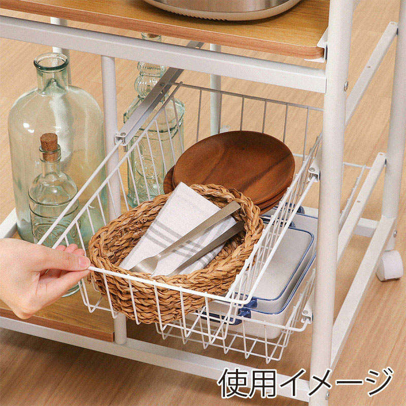 不二貿易 レンジワゴン ホワイト/ナチュラル FBC-9812 1台(ご注文単位1台)【直送品】