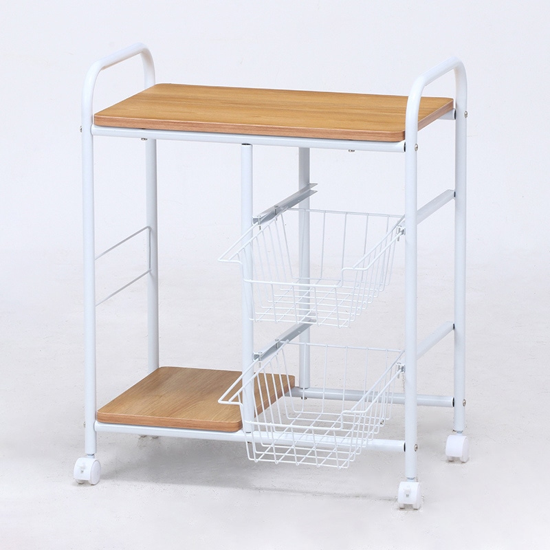 不二貿易 キッチンワゴン ホワイト/ナチュラル FBC-02-1 1台(ご注文単位1台)【直送品】