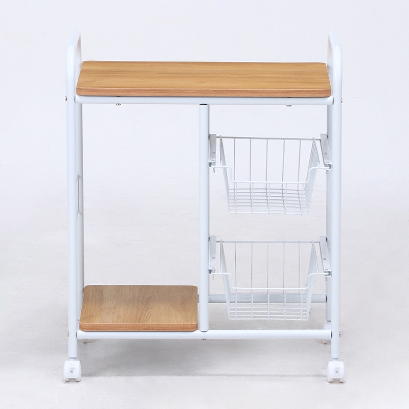 不二貿易 キッチンワゴン ホワイト/ナチュラル FBC-02-1 1台(ご注文単位1台)【直送品】