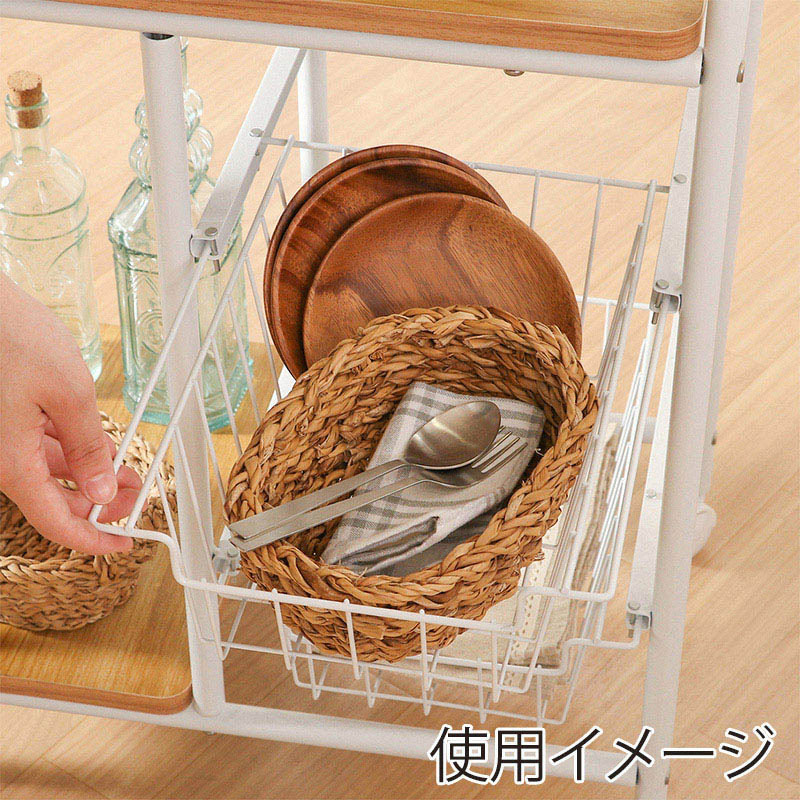 不二貿易 キッチンワゴン ホワイト/ナチュラル FBC-02-1 1台(ご注文単位1台)【直送品】