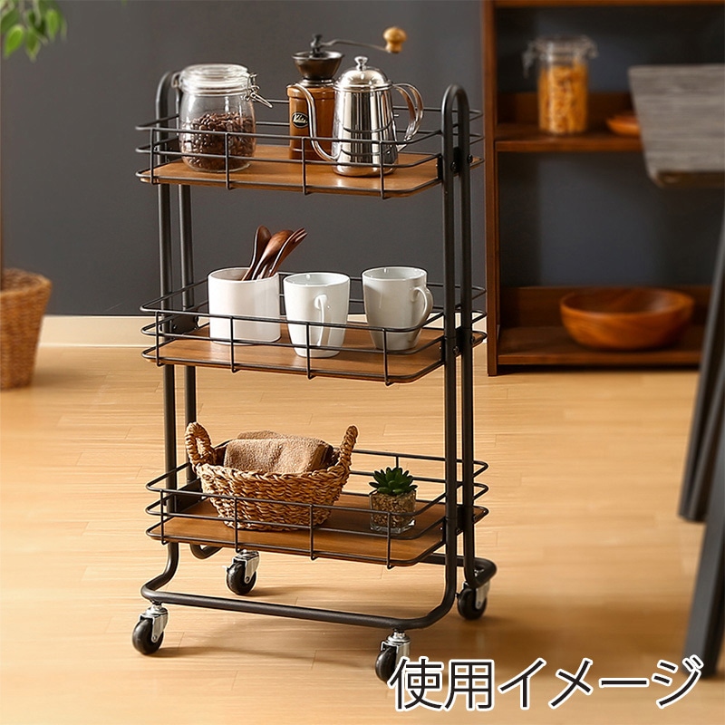 不二貿易 キッチンワゴン ビクター ブラック 1台(ご注文単位1台)【直送品】