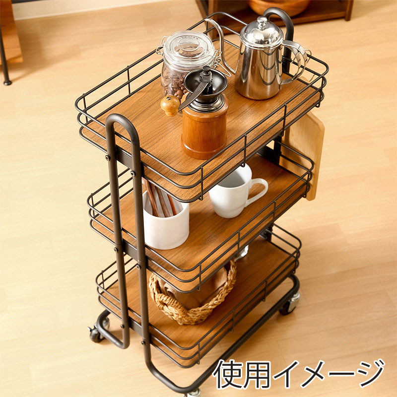 不二貿易 キッチンワゴン ビクター ブラック 1台(ご注文単位1台)【直送品】