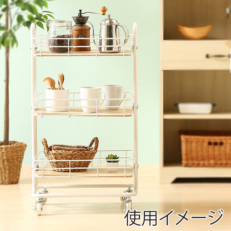 不二貿易 キッチンワゴン ビクター ホワイト 1台（ご注文単位1台）【直送品】