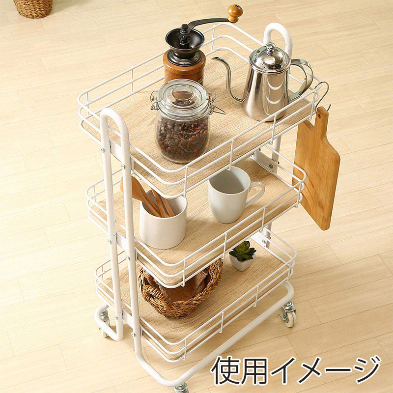 不二貿易 キッチンワゴン ビクター ホワイト 1台（ご注文単位1台）【直送品】