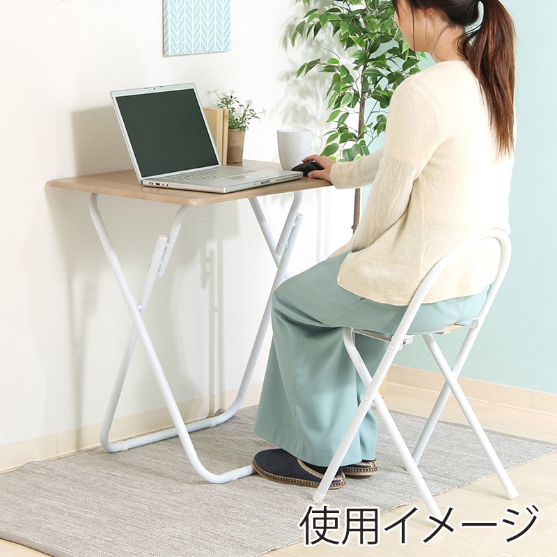 不二貿易 折りたたみテーブルチェアセット ホワイト 83438 1セット(ご注文単位1セット)【直送品】