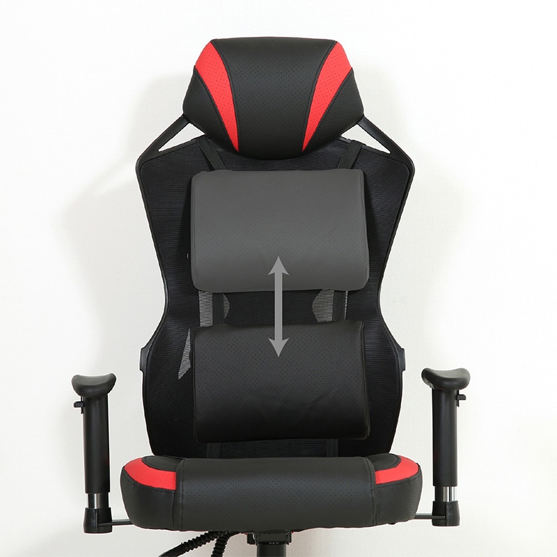 不二貿易 メッシュゲーミングチェア レイズ レッド 1台(ご注文単位1台)【直送品】