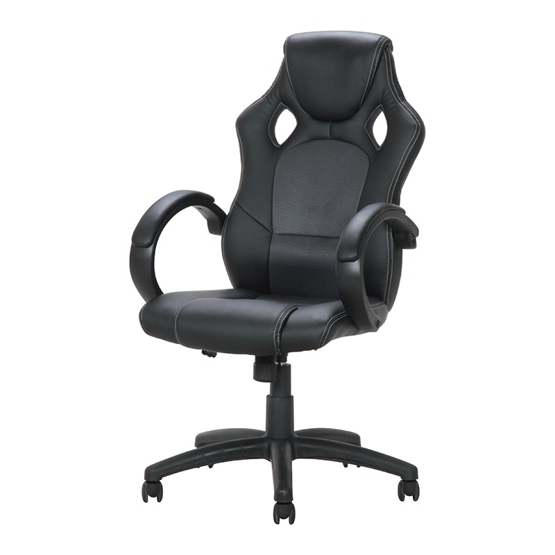 不二貿易 レーシングチェアー サーキット ブラック 1台(ご注文単位1台)【直送品】