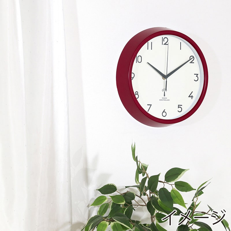 不二貿易 電波掛時計 カペラ φ27cm レッド 99288 1個（ご注文単位1個）【直送品】