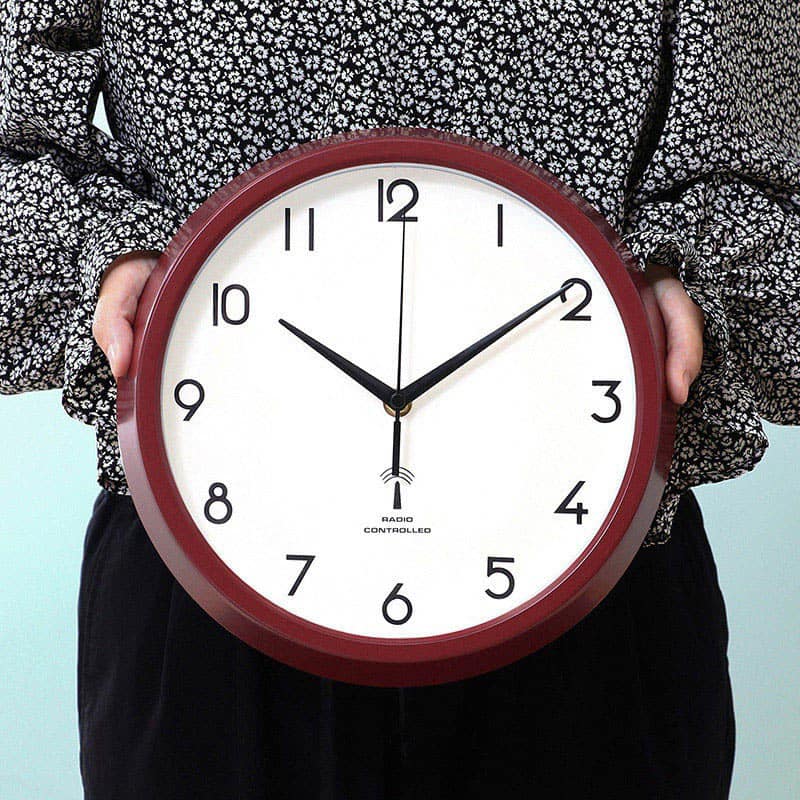 不二貿易 電波掛時計 カペラ φ27cm レッド 99288 1個（ご注文単位1個）【直送品】