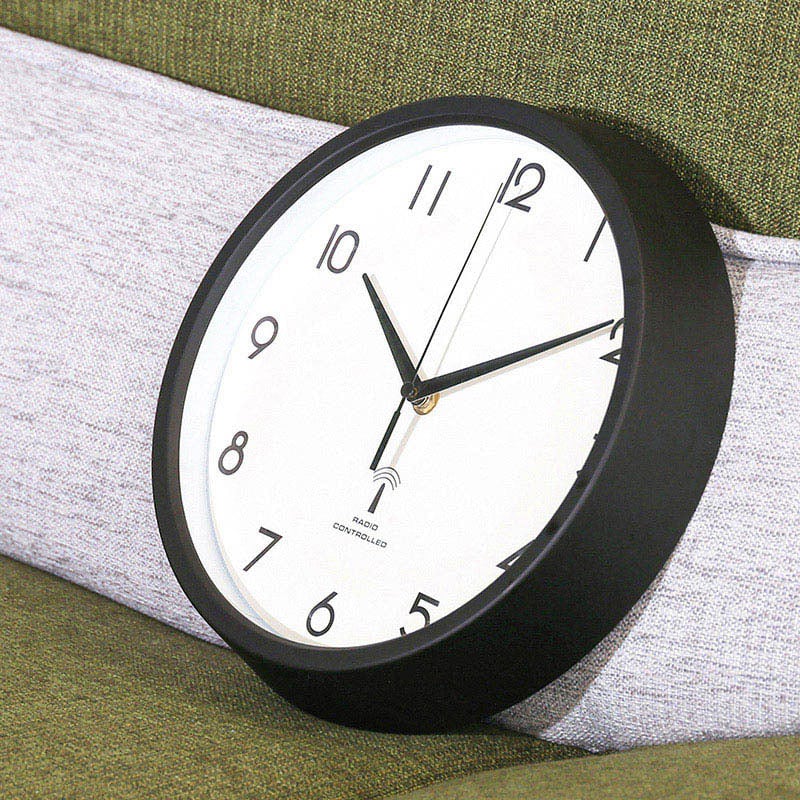 不二貿易 電波掛時計 カペラ φ27cm ブラック 99290 1個（ご注文単位1個）【直送品】