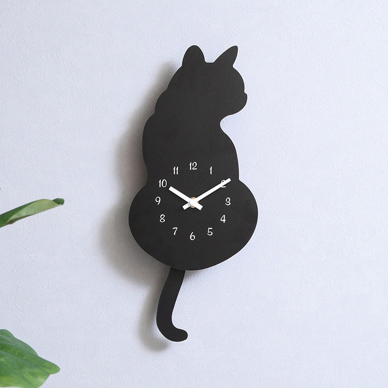 不二貿易 振り子掛時計 クロネコ 27310 1個（ご注文単位1個）【直送品】