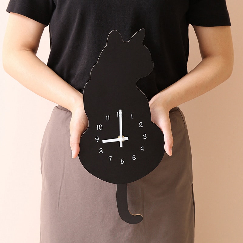 不二貿易 振り子掛時計 クロネコ 27310 1個（ご注文単位1個）【直送品】