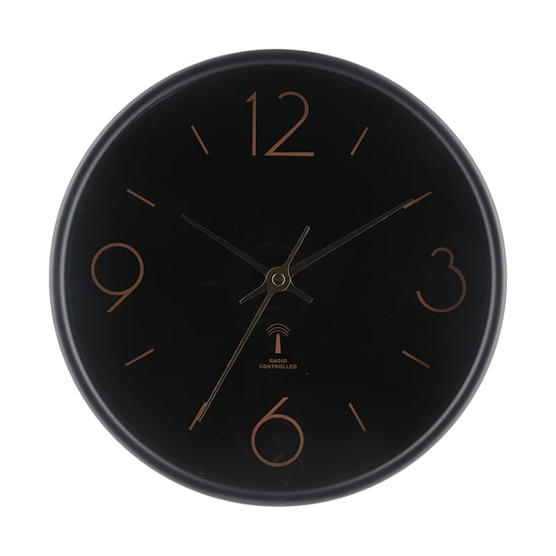 不二貿易 電波掛時計 アリオス φ25cm ブラック 28193 1個（ご注文単位1個）【直送品】
