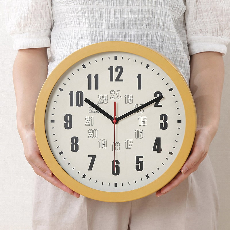 不二貿易 掛時計 カイラ φ30cm マスタード 28194 1個（ご注文単位1個）【直送品】