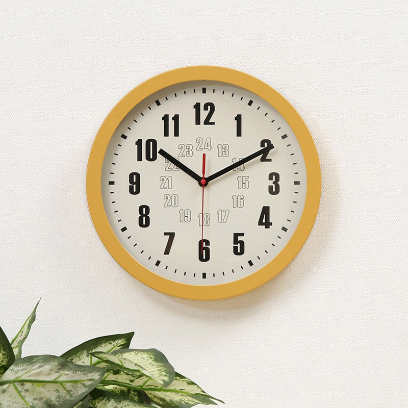 不二貿易 掛時計 カイラ φ30cm マスタード 28194 1個（ご注文単位1個）【直送品】