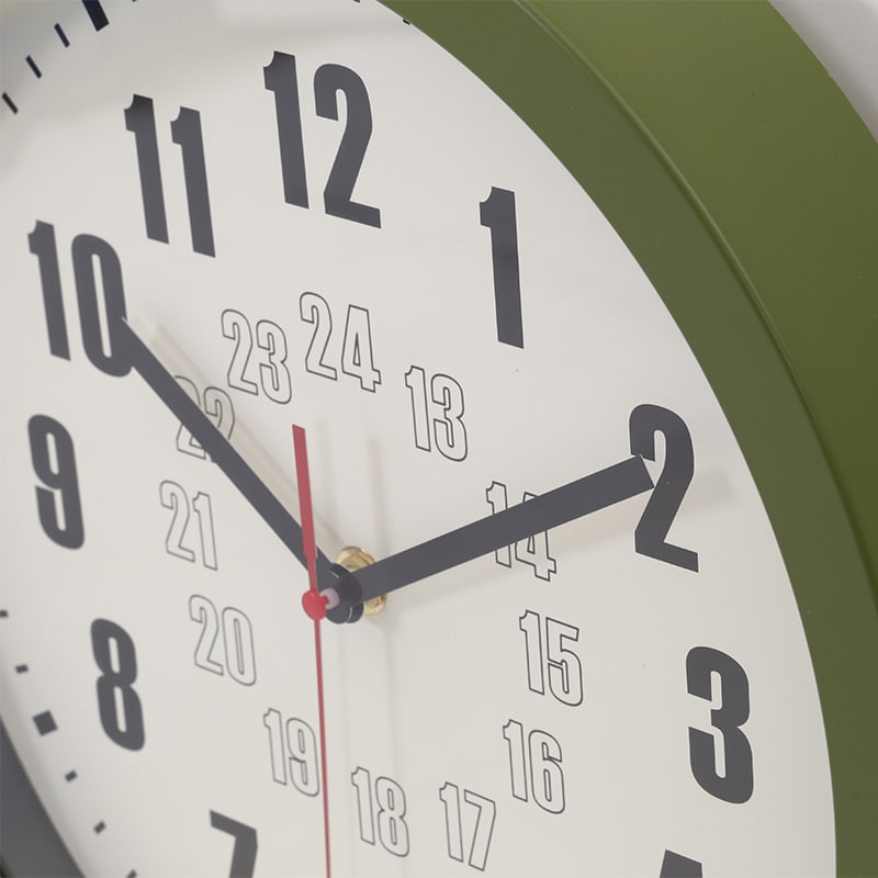 不二貿易 掛時計 カイラ φ30cm オリーブ 28195 1個（ご注文単位1個）【直送品】