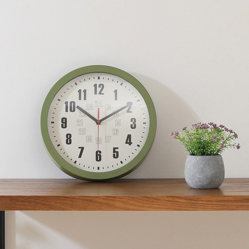 不二貿易 掛時計 カイラ φ30cm オリーブ 28195 1個（ご注文単位1個）【直送品】