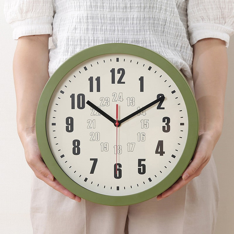 不二貿易 掛時計 カイラ φ30cm オリーブ 28195 1個（ご注文単位1個）【直送品】