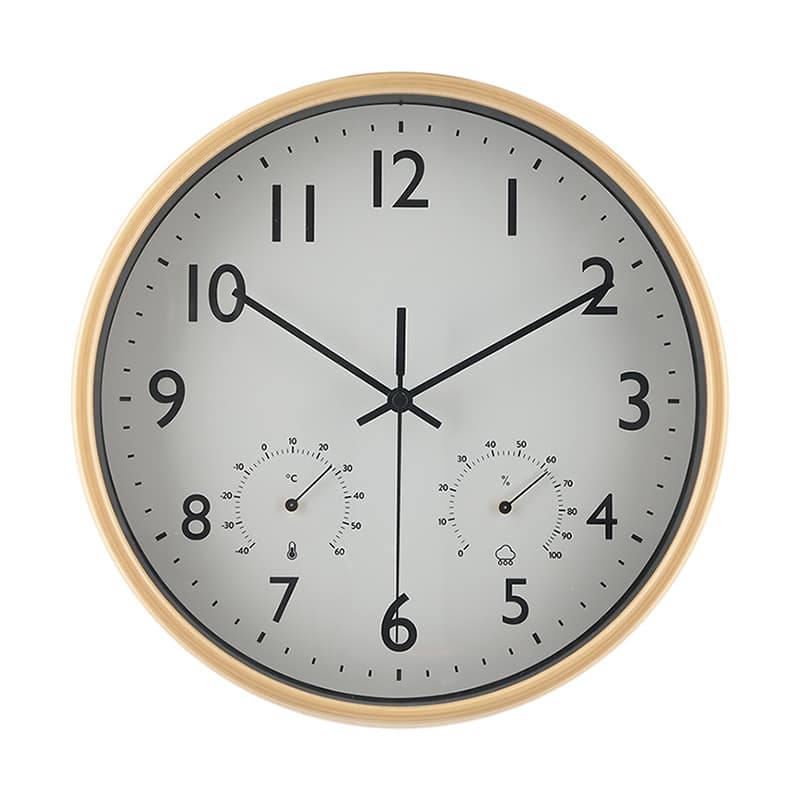 不二貿易 掛時計 温湿度計付 ミエル φ25cm ナチュラル 28198 1個（ご注文単位1個）【直送品】