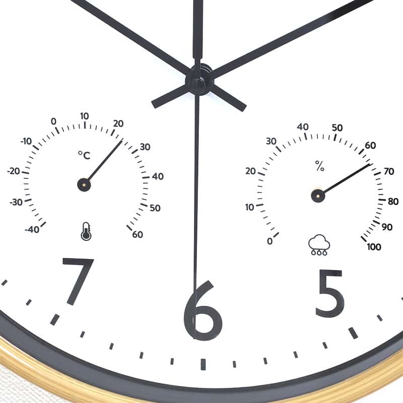 不二貿易 掛時計 温湿度計付 ミエル φ25cm ナチュラル 28198 1個（ご注文単位1個）【直送品】